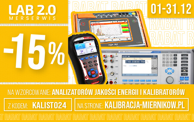 Kod rabatowy na wzorcowanie analizatorów jakości energii i kalibratorów