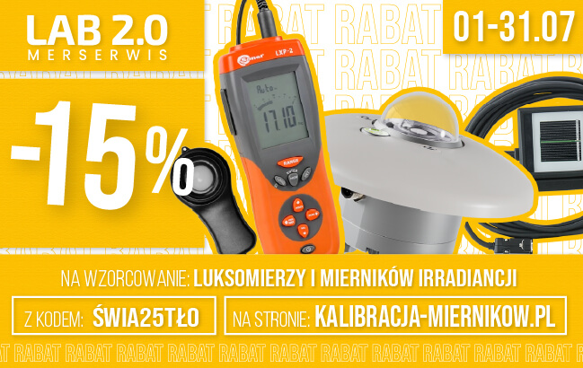 Kod promocyjny na wzorcowanie luksomierzy i mierników irradiancji