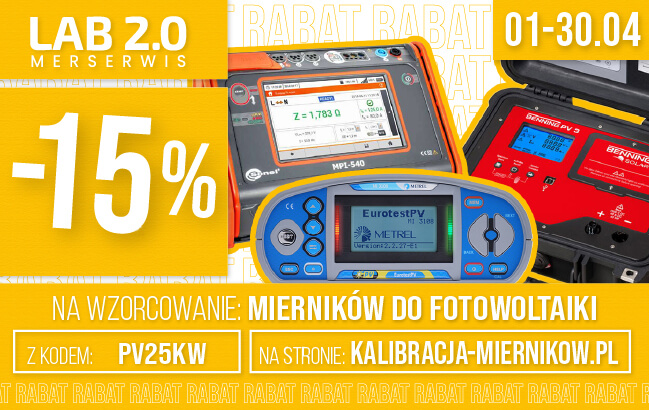 Kod promocyjny na wzorcowanie mierników do fotowoltaiki