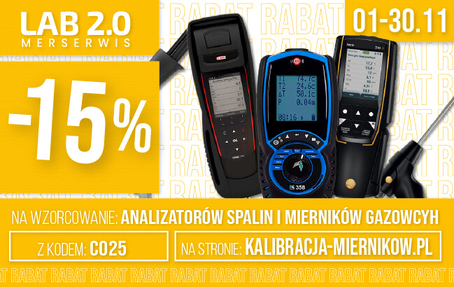 Kod promocyjny na wzorcowanie analizatorów spalin oraz mierników gazowych