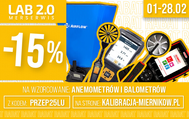 Kod promocyjny na wzorcowanie anemometrów i balometrów