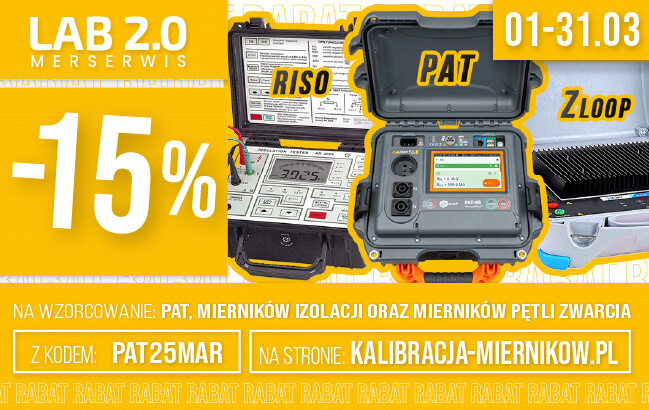 Kod promocyjny na wzorcowanie PAT, mierników izolacji oraz mierników pętli zwarcia