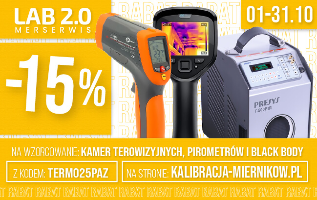 Kod promocyjny na wzorcowanie kamer termowizyjnych, pirometrów i kalibratorów Black Body